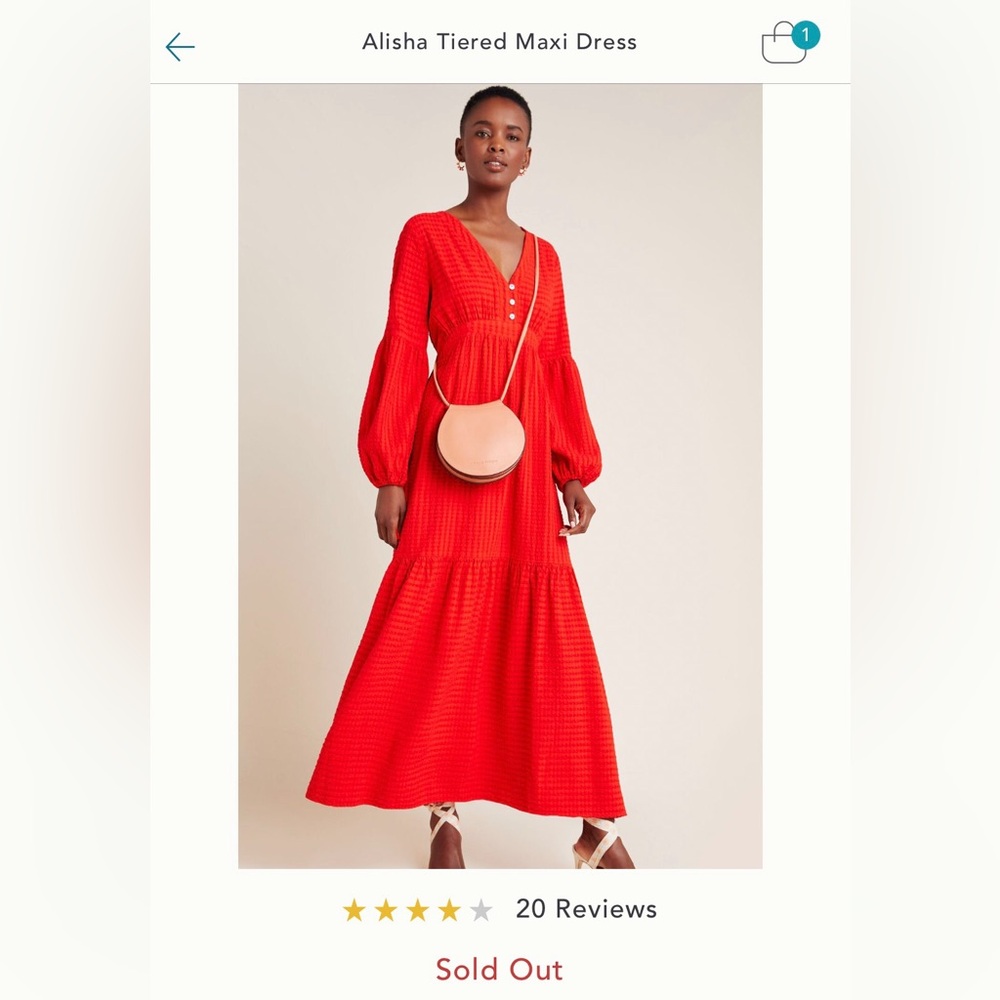 Bright red Anthropologie AMADI maxi dress size XS